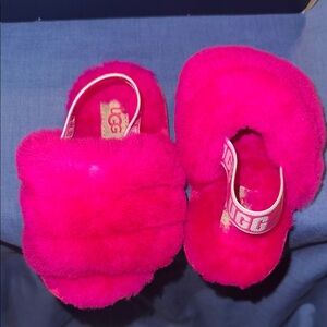 UGG Pink Fuzzy Slippers Cozy Indoor Comfort